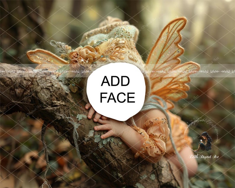 Newborn Digital Backdrop For Photography, Newborn Face Insert, 10 Autumn Baby Fairy Digital Background, Fantasy Composite Digital Download zdjęcie 3