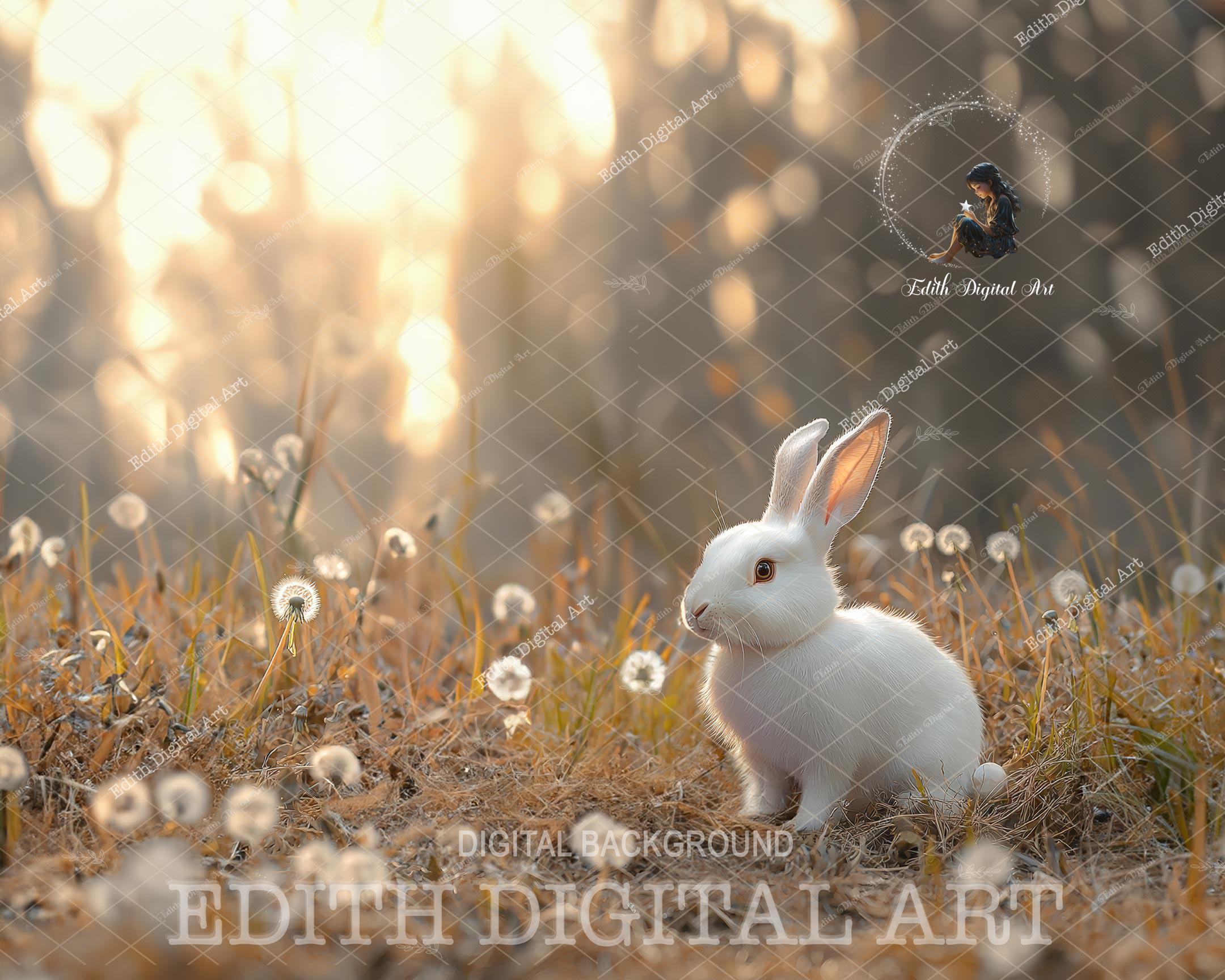 Easter Rabbit Digital Backdrop, Spring Photography Digital Background ...