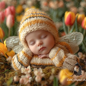 Newborn Digital Background Photography, Face Insert Baby Digital Backdrop for Girl, Add face Digital Photo Prop Composite, Floral Backdrop.