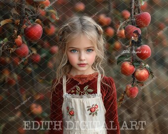 Fall Digital Backdrop, Apple Tree Branches, Autumn Digital Background, Outdoors Potography Portrait, Apple Orchard Farm, Instant Download