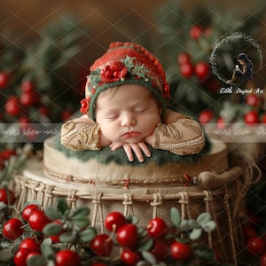 Christmas Digital Backdrop, Newborn Photo Prop Digital, Xmas Baby Composite, Holiday, Christmas Pine Tree, Photography Portrait Background.