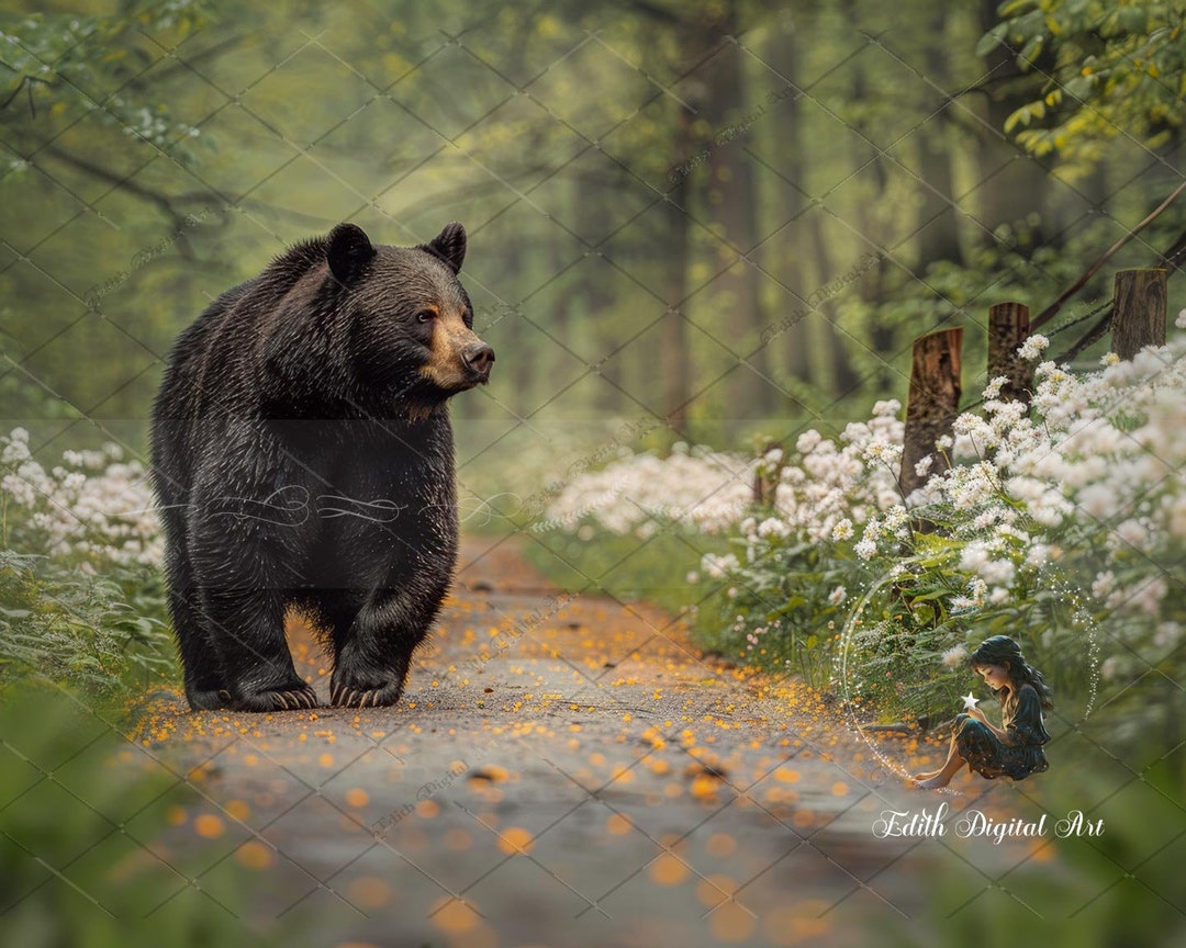 Spring Bears Background Spring Digital Backdrop, Bear Digital Background Photography, Summer ...