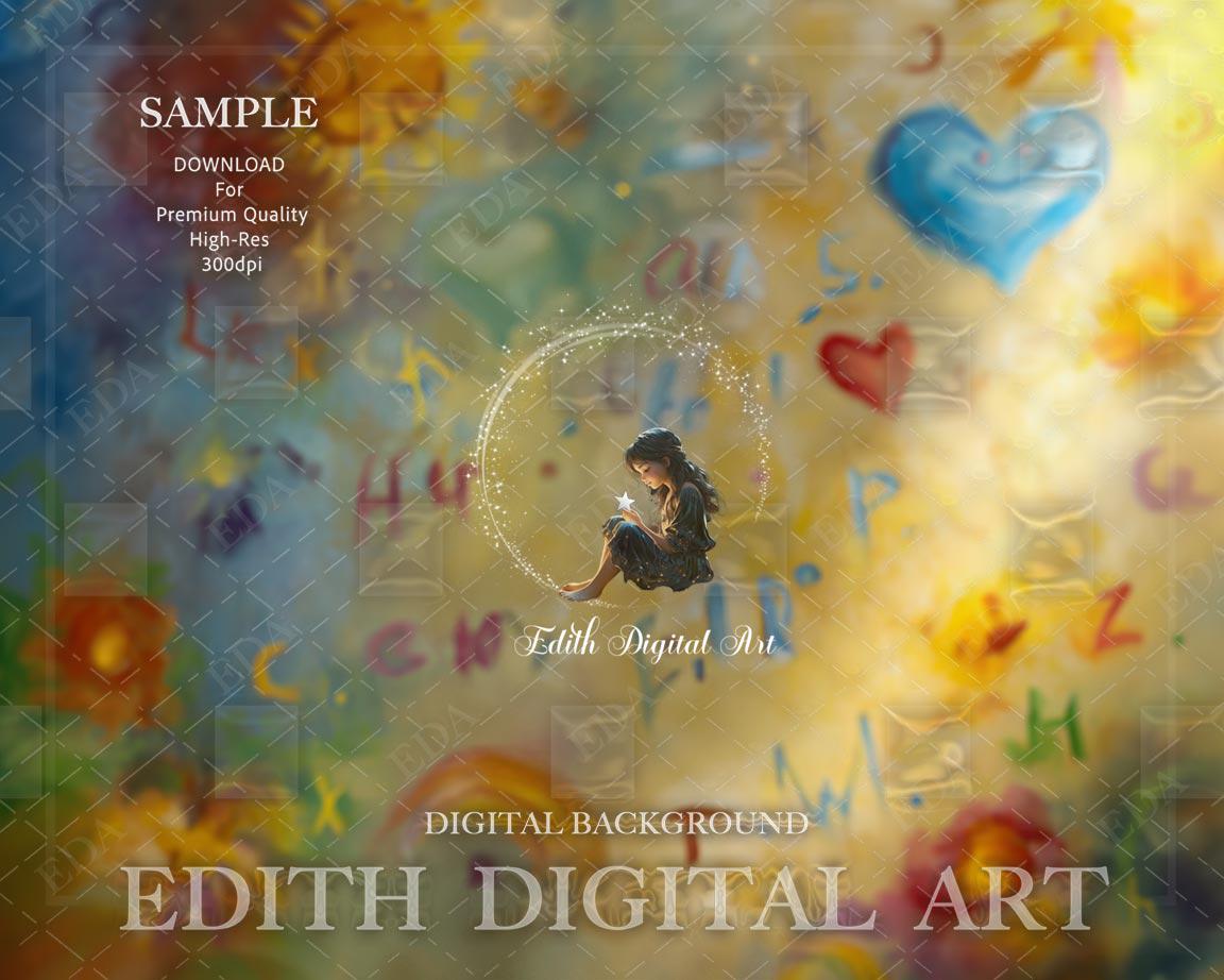 Back to School Digital Backdrop, Kids Portrait Photography Background ...
