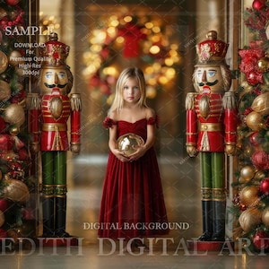 Nutcracker Christmas Digital Backdrop, Magical Fine Art Background for Children&#39;s Photography, Xmas Composite, Holidays Studio Background