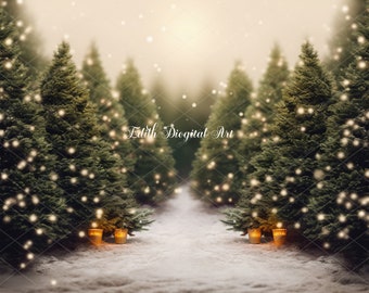 Weihnachtsbaum Bauernhof Fotografie Hintergrund Digital, Baum viel druckbare Hintergrund, Urlaub Porträt Fotostudio Vorlage, Outdoor Fotoshooting