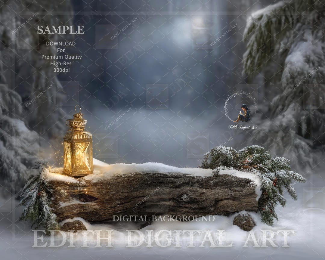 Christmas Digital Backdrop Photography Photo Composites, Snow Winter ...