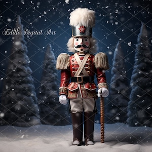 Nutcracker Christmas Digital Backdrop Photography, Christmas Digital Background, Holiday Portrait For Children, Nutcracker Soldier Template