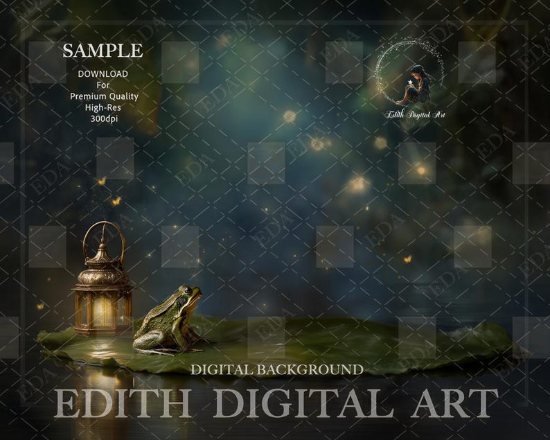 Fairytale Frog Prince Digital Backdrop, Enchanted Princess Pond Scene ...
