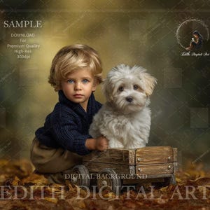 素朴な木製カートと秋の葉の秋の背景、デジタルスタジオの背景写真ファインアート合成、子供、新生児、ペット用