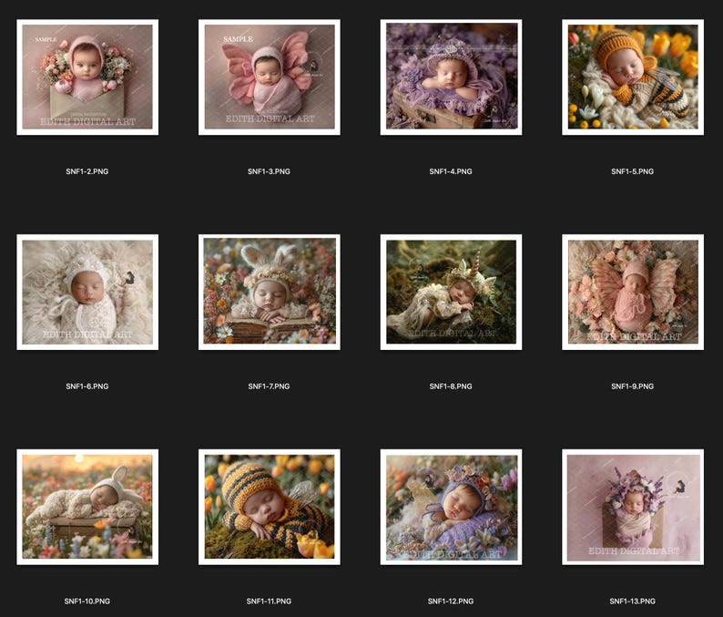 50 Baby Girl Spring Backdrops Bundle, Newborn Face Insert Digital ...