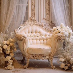 Newborn Digital Backdrop Chair Photography, Toddler Girl Background