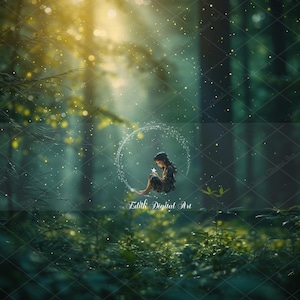 Summer Forest Digital Background, Green Mystic Forest Digital Backdrop, Enchanted Fairytale Magic Forest, Outdoors Creative Composite Images