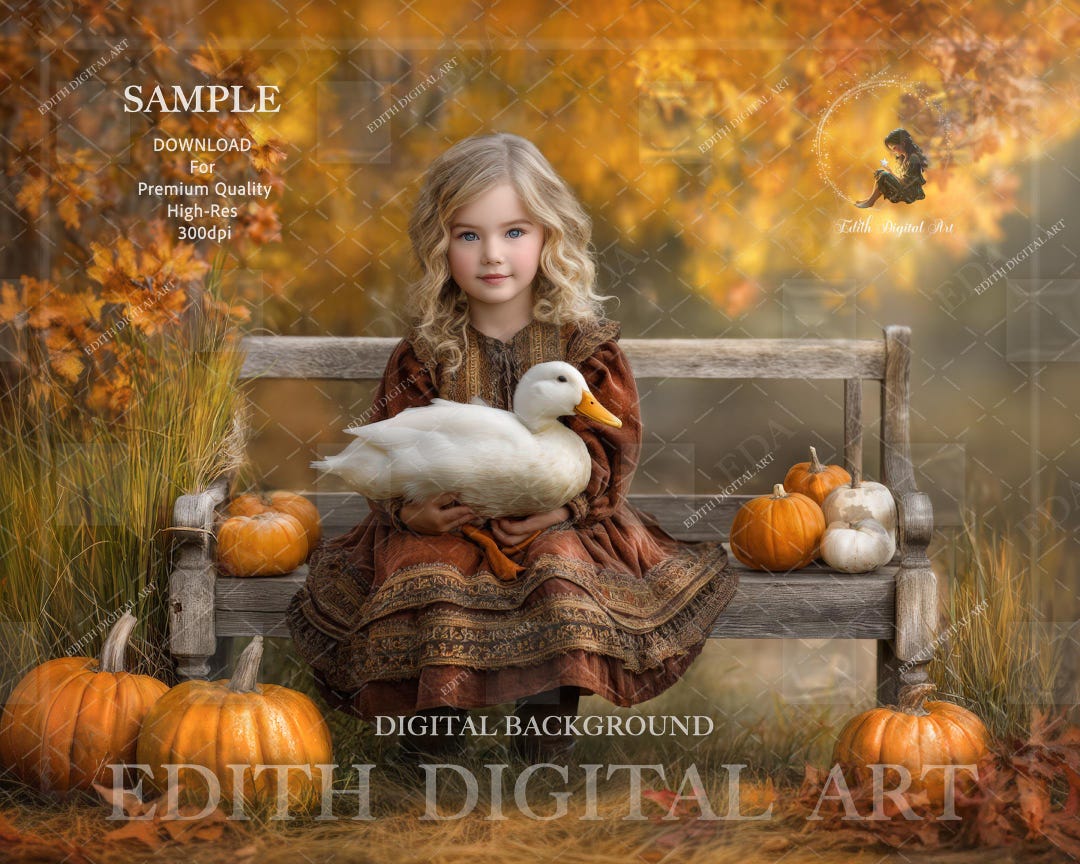 Fall Sessions Bench Fall Digital Backdrop Photography Prop, Autumn Wooden Bench With ...