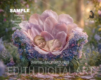 Newborn Digital Digital Backdrop, Spring Flower Chair, Photo Prop Digital, Photography Background Composite (Instant Download)