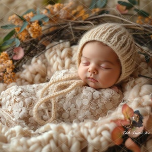 Newborn Digital Backdrops Photography, Face Insert Baby Girl  Digital Background, Add face Digital Photo Prop Composite, Floral Backdrop.