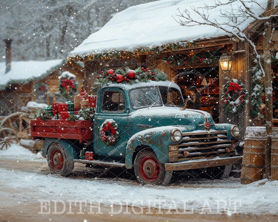 5x3ft Christmas Backdrop Snow Scenery Outside The Window Photography Background Red Curtain Gift Box Christmas Photography Backdrop New Year's Party
