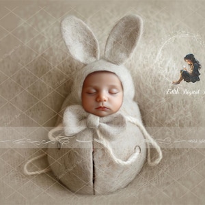 Face Insert Newborn Digital Backdrop, Newborn Easter Bunny Background, Newborn Photography Composite, Studio Photo Portrait Baby Gil & Boy