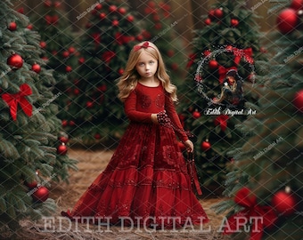 Family Winter Christmas Bench Photography Digital Backdrop Background in Studio, Photographers, JPG Download