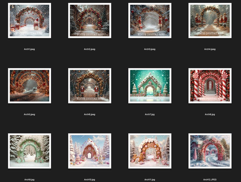 Christmas Arch Digital Backdrop Photography, Christmas Bundle of 60 ...