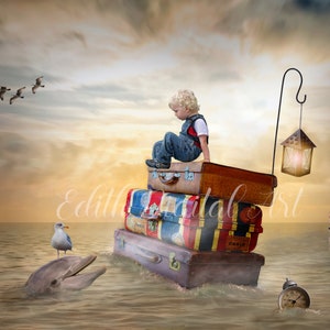 Enchanted Backdrop For Toddler, Digital Background For Kids, Magic Ocen for Children,  Fantasy Digital Background Photography Composite.