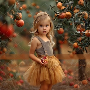 Orchard Digital Backdrop Photography, Pomegranate Trees, Farm Road, Harvest, Fall Background Composite, Outdoors Portraits, Instant Download