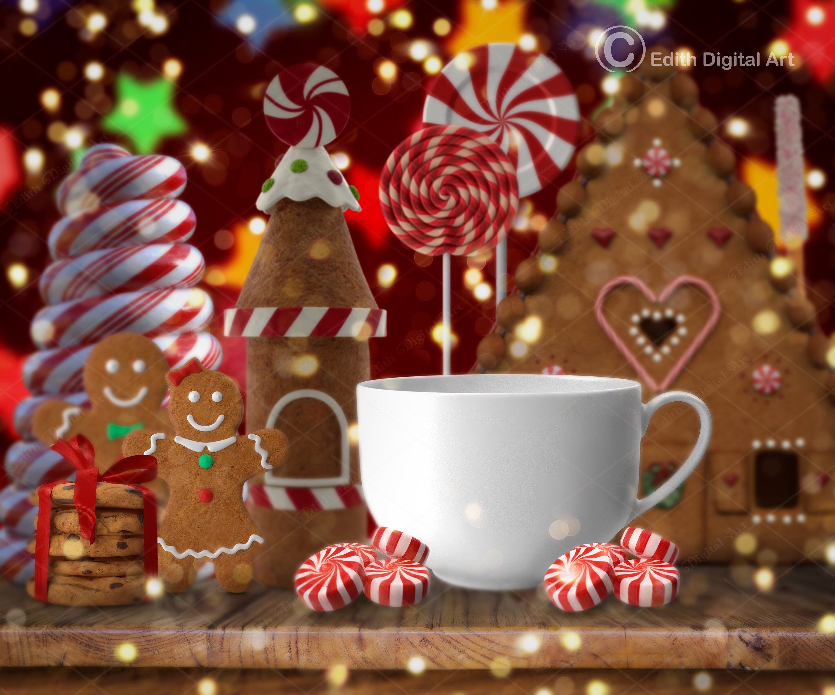 Christmas Digital Backdrop Background Holiday Christmas Cup | Etsy