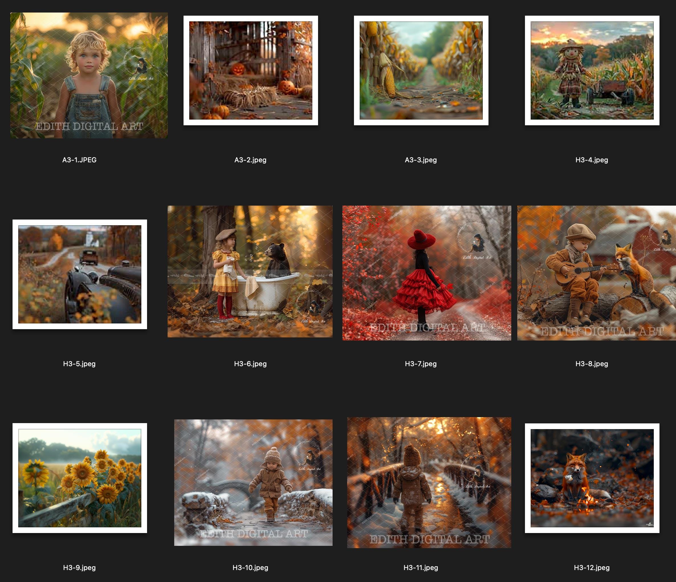 Autumn Bundle Digital Backdrop Photography, Fall Bundle Background ...