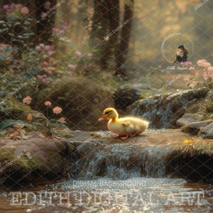 Spring Digital Backdrop Composite, Easter Digital Background Photography, Duckling Pond, Nature  Outdoors Photoshoot. Instant Download