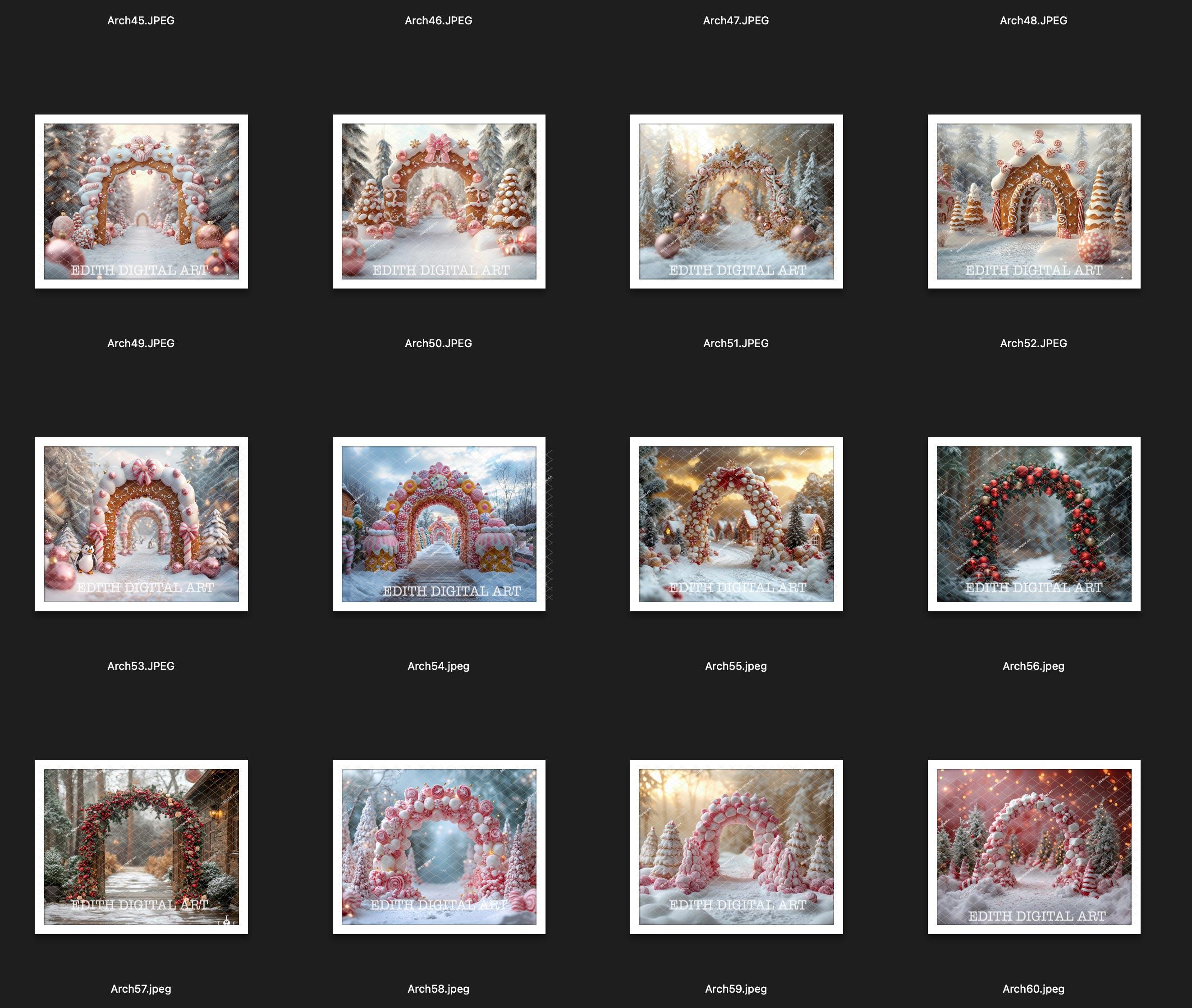 Christmas Arch Digital Backdrop Photography, Christmas Bundle of 60 ...