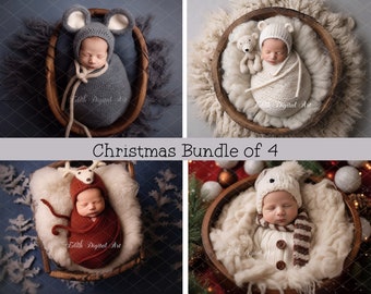 Newborn Digital Backdrop Photography Face Insert Baby Digital Background, Add face Digital Photo Prop Composite, Winter / Christmas Backdrop