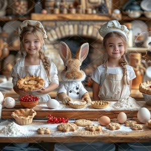 Easter Bunny Digital Backdrop Photography Composite, Bakery With Easter Rabbit Background, Fun Children Fantasy Portraits, Instant Download