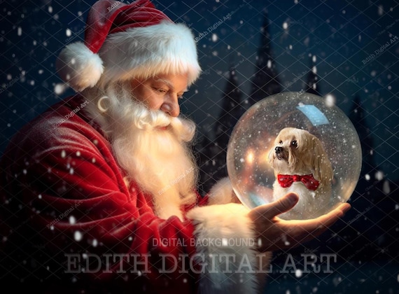 Santa Holding Snow Globe Backdrop Santa Claus With Crystal Snowglobe Background Christmas Digital Photography Composite. Photoshop Overlay Etsy UK