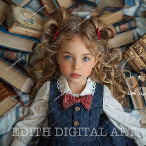 Back To School Backdrop Digital Photography, School Books, Library,  Photo School Portrait Background Composite, Creative Instant Download