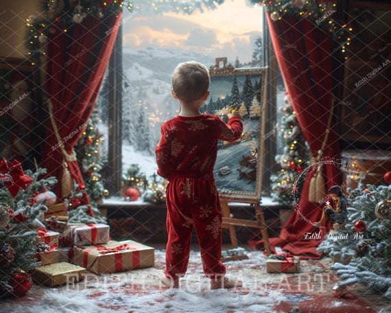 YongFoto Weihnachts-Fotohintergrund – 1x1,5 M, Vinyl, Motiv: Winterwunderland Mit Rentier, Für Studio & Dekoration