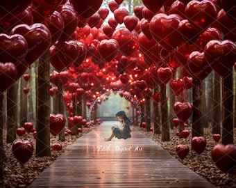 Fanghui 8x6ft Valentine's Day Photography Backdrop Love