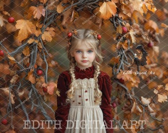 Fall Archway Digital Backdrop, Autumn Leaves Path Background, Outdoor Photography for Maternity & Children Portraits, Instant Download