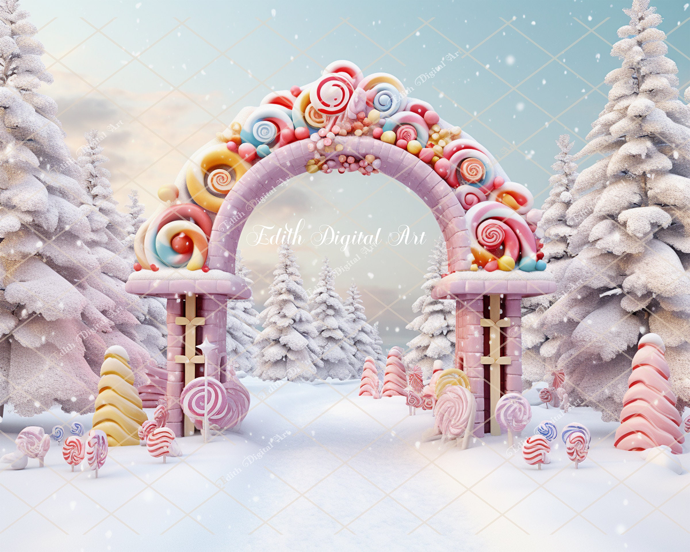 Fondos digitales navideños, fondos digitales navideños, arco de jengibre en  Candyland Village, bosque nevado invernal, tema de dulces navideños - Etsy  México, image size:2400x1920