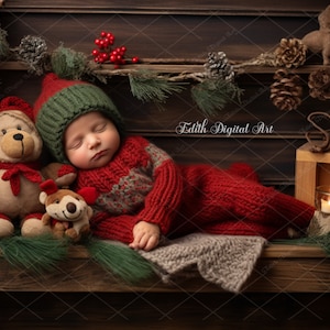 Christmas Newborn Digital Backdrop Photography, Face Insert Baby Digital Background Add Face Digital Photo Prop, Christmas Overlay Composite