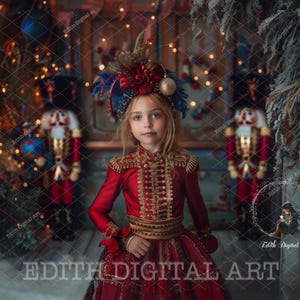Fotografia digital com fundo de quebra-nozes, fundo digital de Natal, soldados de Natal, cascavéis, loja de Natal, download de retrato fotográfico