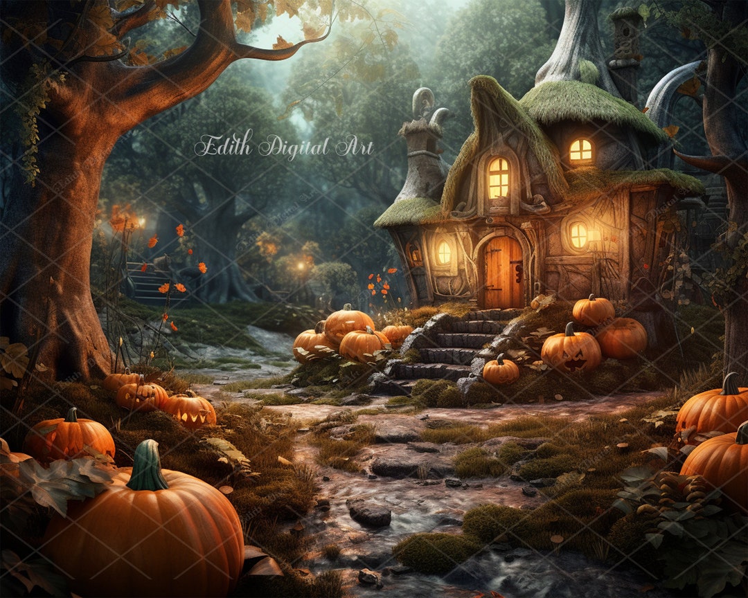 Toile De Fond Halloween 2,1 X 1,5 M – Allée Sorcières, Citrouilles, Chat Noir, Feuilles D'érable | Tissu Polyester, œillets | Pour Déco Photo, Fête