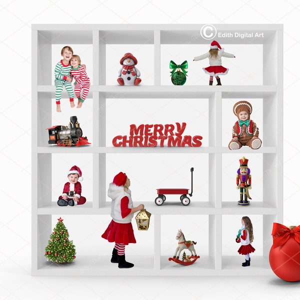 Digital Box Background Photography Composite, Christmas Backdrop Box for Kids, Newborn, Family, Toddlers. Instan Download.