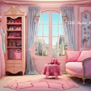 Pink Doll Background  Enchanted  Doll Backdrop, Dolly Bed Room, Photography Composite Photoshop Overlay Fantasy Backdrop, Girl Bedroom