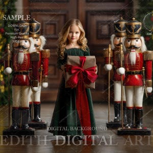 Christmas Digital Backdrop, Nutcracker Background For Childrens Photography Composites, Professional Fine Art Portrait, Magical Xmas Theme