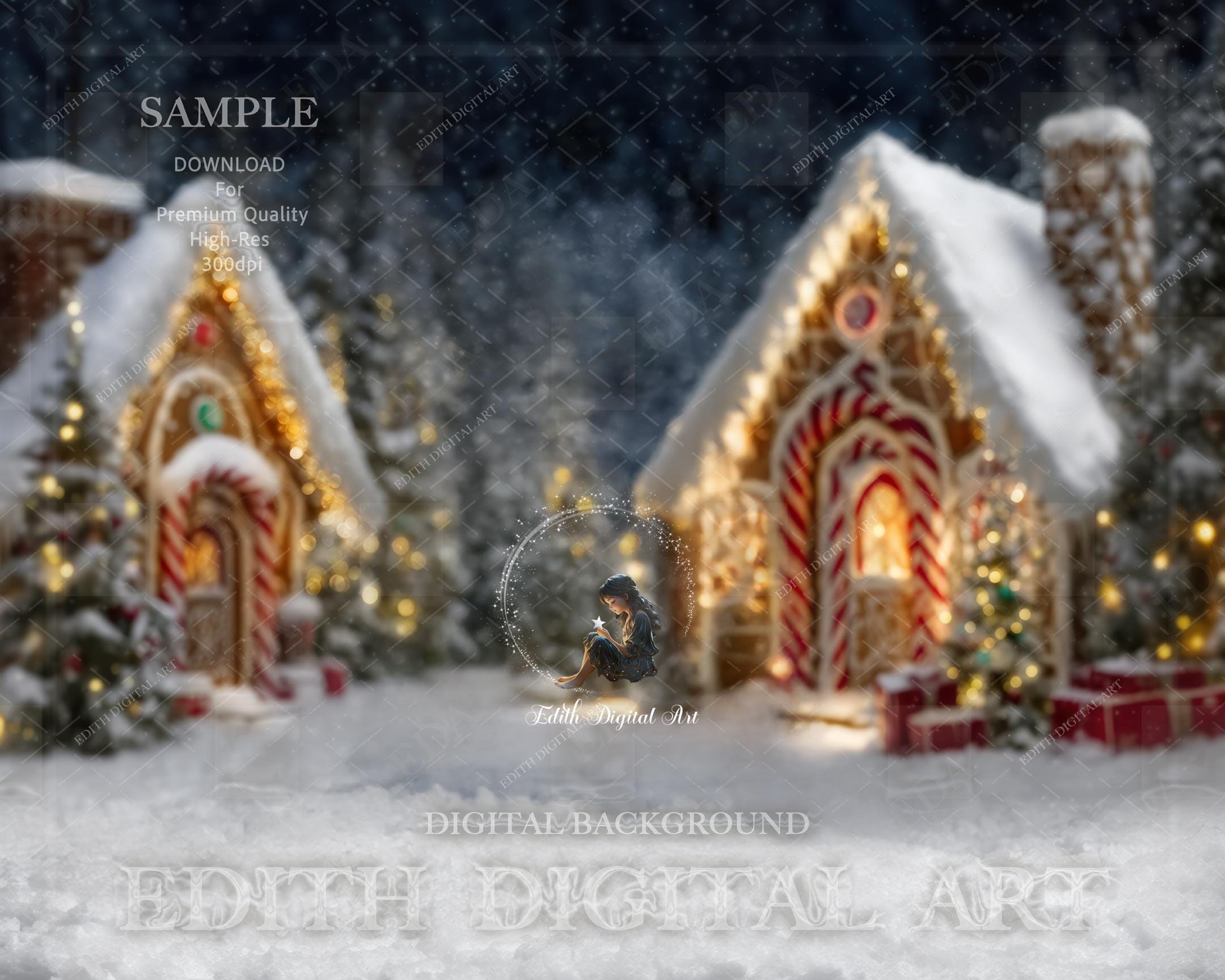 Christmas Digital Backdrop for Photography Composites, Gingerbread