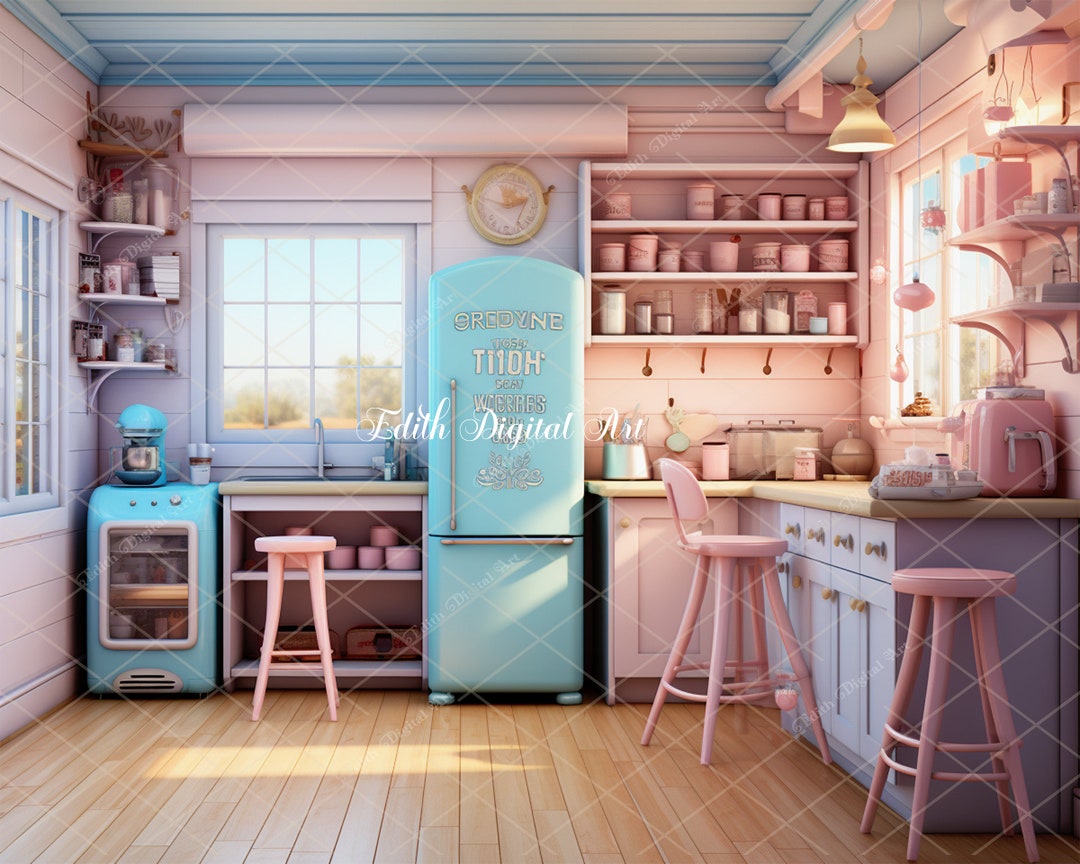 Doll Background Digital, Fantasy Doll Kitchen Backdrop, Dolly Dining ...