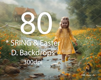 80 Spring Digital Backgrounds Photography, Easter Digital Backdrops Composite, Nature Outdoors Sutido Portrait, Instant Download Bundle