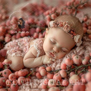 Newborn Digital Backdrop Photography, Baby Photo, Add Face Newborn Girl, Pink, Tender, Sweet, Studio Portrait, Instant Download Background