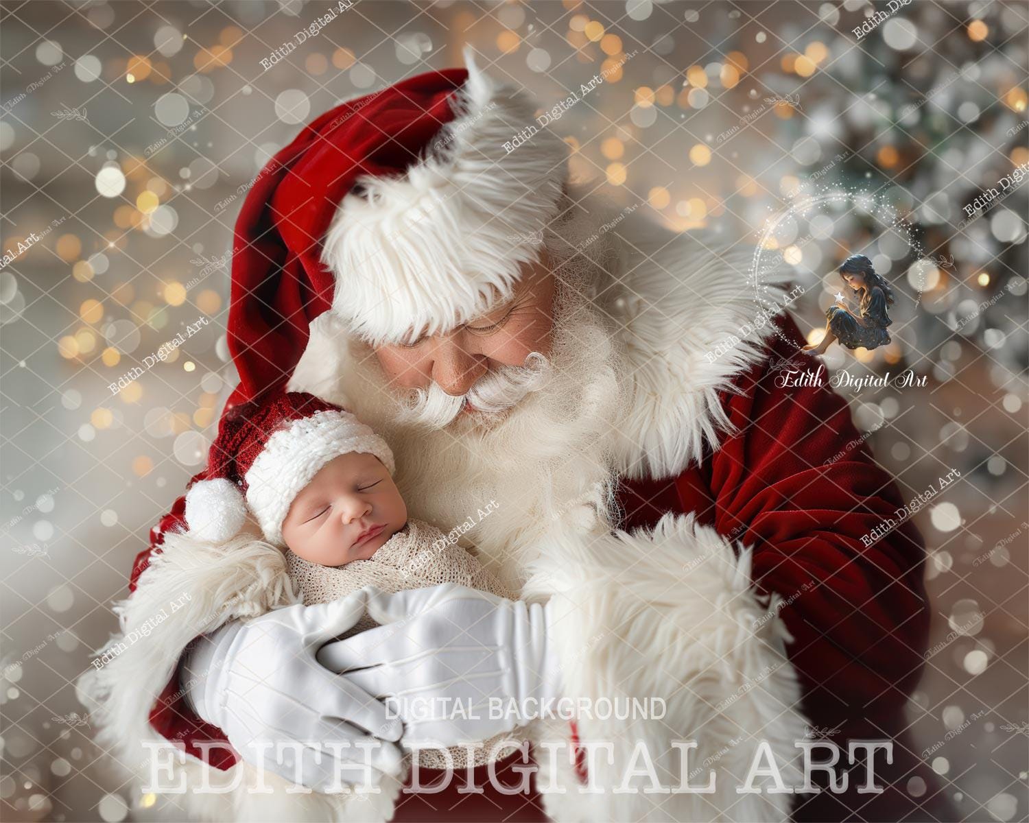 Newborn Digital Backdrop Composite, Christmas Newborn Face Insert, Baby Photo Portrait, Photoshop Overlay, Santa Background Digital Prop.