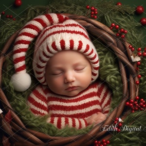 Newborn Digital Backdrop Face Insert, Christmas Digital Backdrop, Baby Add Face Background, Candycane Newborn Photography, Instant Download