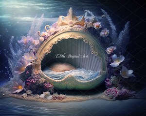 Toile De Fond Sirène 2,1 X 1,5 M - Thème Sous-marin Avec Ballons, étoiles De Mer - Pour Photo, Fête D'anniversaire